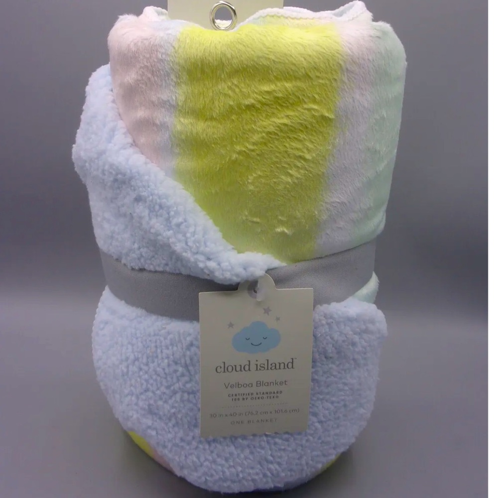 Plush BABY BLANKET - Cloud Island * Unisex BRUSHSTROKES pattern 30x40 Super Soft - Picture 1 of 12